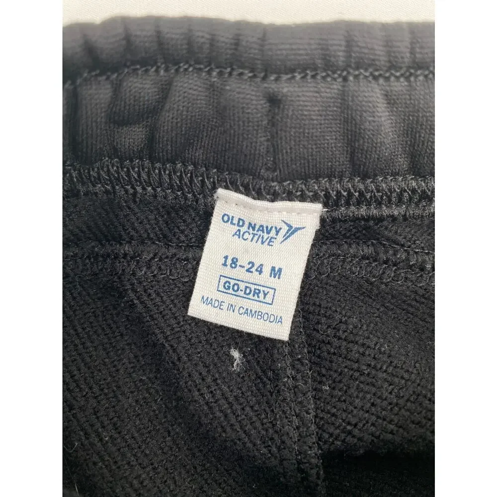 Old Navy Active Black Drawstring Waist Side Zip Pocket Pants 18-24M